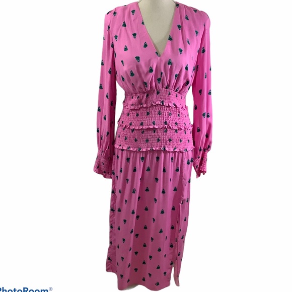 afrm pink polka dot dress AFRM halter neck ruffle maxi dress in pink polka dot